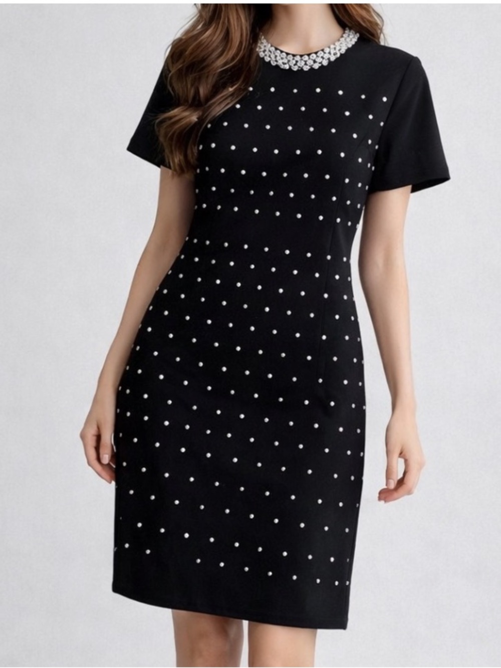 Ming Wang Pearl Embellished Dress